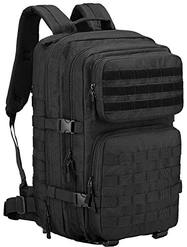 HUNTVP Militär Rucksack Herren 45L Taktischer Rucksack Groß Molle Wanderrucksack Sportrucksack Bundeswehr Tactical Backpack Wasserdicht Daypack für Sport Reise Trekking Camping Outdoor,Schwarz 1.0