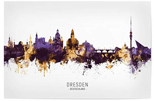 artboxONE Poster 30x20 cm Städte Dresden Germany Skyline PurpleGold - Bild Dresden Cityscape Deutschland