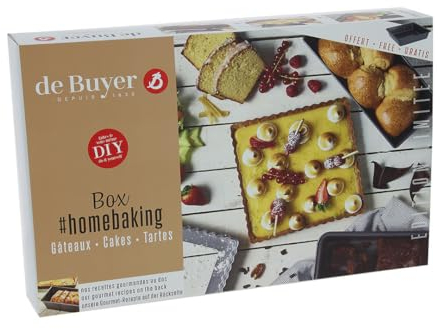 De Buyer - Box #HOMEBAKING : moule à tarte carré, moule à cake plié et moule à gâteau carré - 3 pièces -