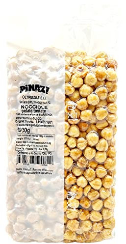 Oltresole, Avellanas Peladas y Tostadas sin Cáscara 1 Kg, Avellanas enteras sin sal, Ideal para Aperitivos y Recetas Dulces, Frutos Secos Seleccionados envasados al Vacío, Ricos en Fibra