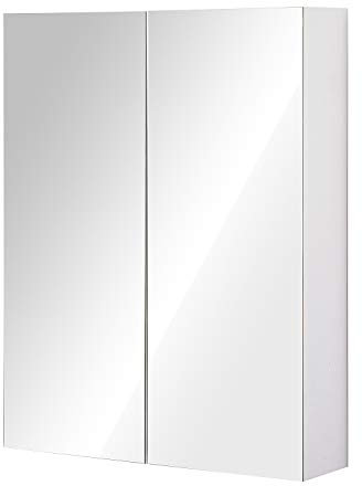 HOMCOM Bademöbel Spiegelschrank Badeschrank Hängeschrank Badezimmer Spiegel Schrank (60 x 15 x 75 cm)