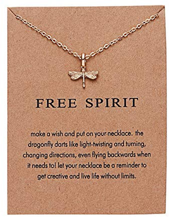 HMOOY Gold Sonne Halskette Schlüsselbein Kette Mode Sonnenlicht Sonnenschein Anhänger Halskette mit Nachrichtenkarte Freundschaft Zierlicher Halsreif Schmuck für Frauen Mädchen (Dragonfly)