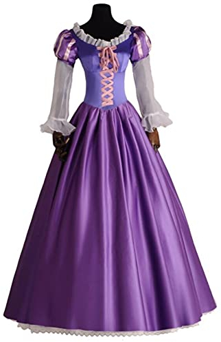 SMchwbc Cosplay Erwachsene Frauen Prinzessin Rapunzel Cosplay Kostüm DramaKostüm Mädchen Frauen Kostüm Lila Schnürballkleid Partykleid Dienstmädchen-Outfit (Color : Dress, Size : M)