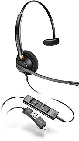 Poly - EncorePro 515-M USB-A und USB-C Headset (Plantronics) - Optimiert für Teams, Tasten für Halten und Anrufannahme - Funktioniert mit Avaya, Genesys und Cisco Call Center-Plattformen - Einohr/Mono