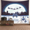 Banemi Chillout Wandteppich, Luna mit Frohe Weihnachten und EIN Glückliches Neues Jahr Weiß Dunkelblau Polyester Gobelin Kunden 200X200cm