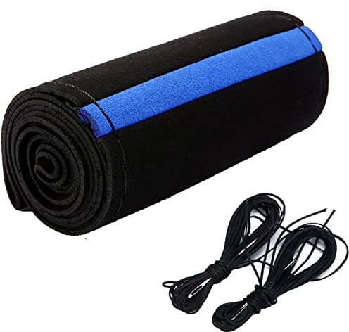 XuanMax DIY Lenkradbezug Auto Weich Wildleder Nubuk Handgenähtes Lenkradhülle mit Nadel/Faden Perforiert Nähen Lenkradschoner Anti Rutsch Lenkradabdeckung Hand Stitch Lenkradschutz 37-38cm - Blau