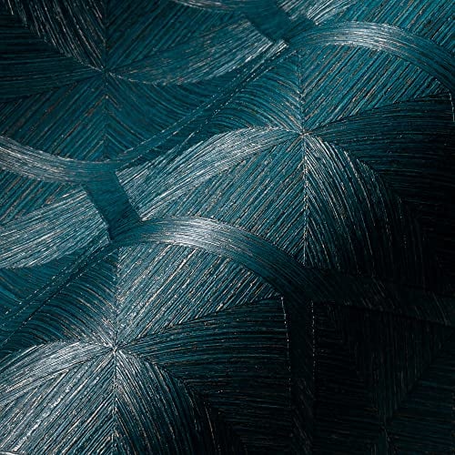 Livingwalls My Home My Spa Strukturtapete Geometrisch Wasserblau 386901 3D Vlies Tapete Blau 10,05x0,53m Made in Germany, Wasserblau, Kupfer
