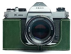 Handarbeit aus echtem echtem leder halb kamera tasche abdeckung für Pentax K1000 grüne farbe