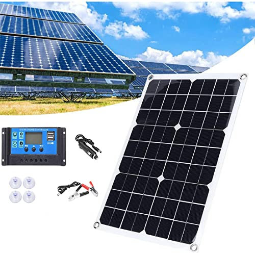 YIHEMEI Kit Pannello Solare 50W/80W/100W, Monocristallino Flessibile (Alta Efficienza), Regolatore di Carica (10A-60A), per Ricarica Batteria Auto 12v, Campeggio, Barca E Avventura,60Acontroller