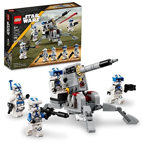 LEGO Star Wars 501st Clone Troopers Battle Pack 75345, baubares Spielzeug-Set mit AV-7 Anti-Fahrzeugkanone und federbelastetem Shooter plus 4 Zeichen