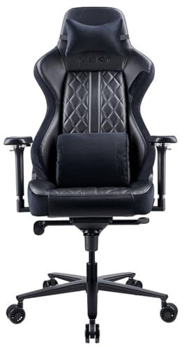 REKT Comfort-R Business Chaise de Bureau Gaming XL - Noir Simili Cuir et Velours - Inclinable à 180 ° - Accoudoirs 4D - Coussin Ajustable pour La Nuque - Coussin Lombaire - Supporte 150 Kg
