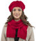 VIVISENCE Damen Baskenmütze Eleganter Wintermütze Und Schal Set Warm Kopfbedeckung Und Halsbedeckung An Winter Und Herbst Warm Dick, Winterset Für Frauen, Hergestellt In EU, Rot