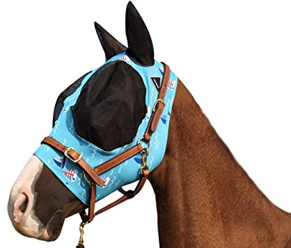Fliegenmaske für Pferde, super Komfort, elastische Fliegenmaske mit Ohren, wir stellen nur Produkte her, die Pferde mögen... (Himmelblau, M)
