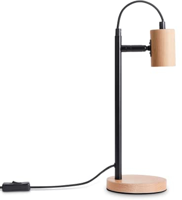 Paco Home Tischlampe Nachttischlampe Schreibtisch E14 Minimalistisch Skandinavisch Büro Holz Fuß