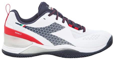 Diadora Herren Blushield Torneo Clay Tennisschuhe Wei und Blau Corsair, Weiss/opulenter Garten, 44 EU