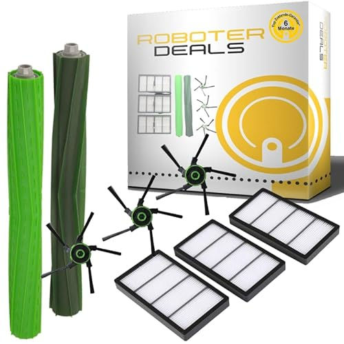 Roboter Deals - Zubehör Set, Ersatzteile Kit für iRobot Roomba S9 und S9+ (3X Feinstaub-Filter, 2X Hauptbürste, 3X Seitenbürste) Staubsaugroboter