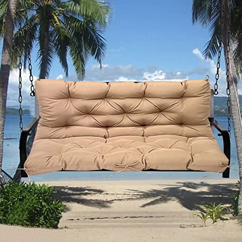 LiveGo Garden Bench Cushion 2/3/4 Seater Soft Outdoor Waterproof Patio Lounger Bench Swing Hammock Pad with Backrest (150 * 100 * 10CM, Khaki)