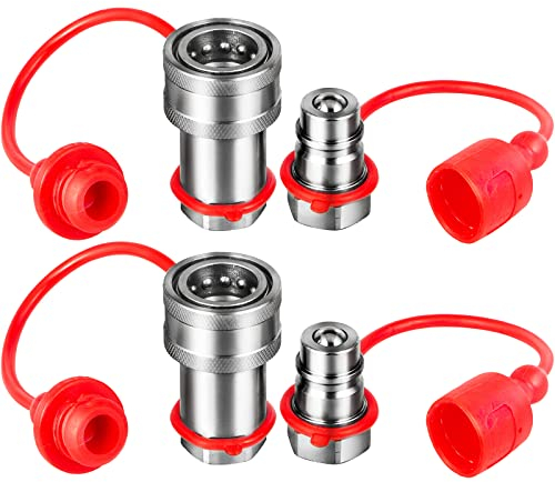 VEVOR Hydraulische Schnellkupplungen Kupplungssatz Schnellkupplung 2 Stk. 3/8 Zoll NPT, Stahl & PVC Hydraulikkupplung Stecker Nicht Verformbar Korrosionsschutz Druckluftkupplung Schnellkupplung