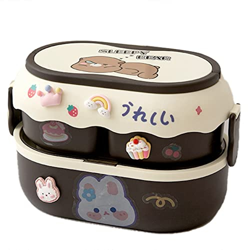Acfthepiey Süße Lunchbox Tragbare Kunststoff Lunchbox für Erwachsene Arbeit Mikrowellengeeignet Schule Kinder Essen Box