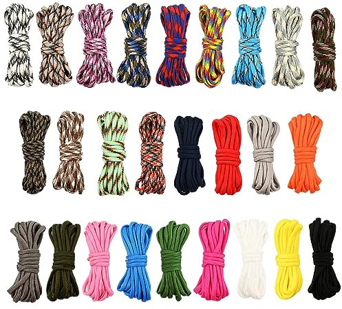 Cuerda de paracaídas de 26 colores, cuerda de paracaídas de 10 pies de 4 mm, cuerda de paracaídas 550, 7 hebras, trenzado manual para cuerda de supervivencia al aire libre, cordones, llavero, collar