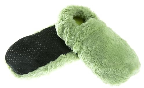 Pelucho - Chaussons chauffants Vert Pastel - Made in France - Lavande et blé - Chaleur - Bien être - Pantoufle - Chaussons bouillotte - bouillotte micro-onde