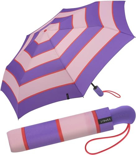 Esprit Taschenschirm Easymatic Light Auf-Zu Automatik Collegiate Stripe - deep Lavender