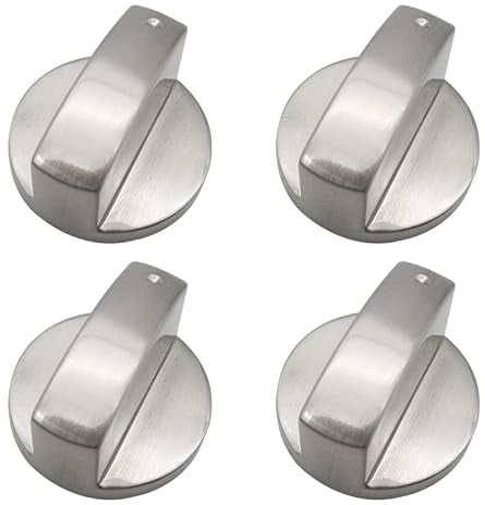 JZK 4x Plateado metal 6mm pomos cocina gas reemplazo botón interruptor perilla control de estufa gas cocina universal perilla encimera gas 6 mm perilla horno