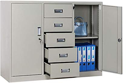 Bürozubehör Aktenschrank, Metall-Aktenschrank, Bürospind, Werkzeugschrank, Schublade mit Schloss, Aktenschrank, Büroschrank, Informationsschrank, Lagerschrank, Büromöbel (Größe: Grau).