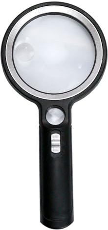 Große Lupe, 5-fache Handleselupe, Handgroße Brille, 12 LED-Beleuchtete Beleuchtete Lupe für Makuladegeneration, Senioren, Lesen, Inspektion, Münzen, Schmuck (BLACK)