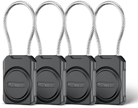PROfezzion 4-Pack Schutzhülle für Airtag, Airtag-Halter | IP68 Wasserdicht, für Koffer, Gepäck, Handgepäck Koffer, Reisekoffer, Luggage, Schlüssel & mehr, Vollschutz - Schwarz