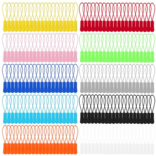 Pilikoll 200 Stück Zipper Etikett Starke Nylon Schnur Reißverschluss Anhänger Reißverschluss Zipper Ersatz Reißverschluss Anhänger Zipper Nylon Ersatzzipper zum Einfädeln für Sportbekleidung,Rucksack