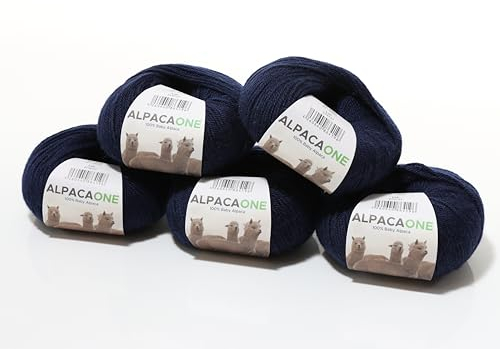 250 Gramm 100% Baby Alpaka Wolle 112m 4-4,5 Nadelstärke Nm 4/9 Strick-Häkel Garn Strickwolle Farbe: Navy
