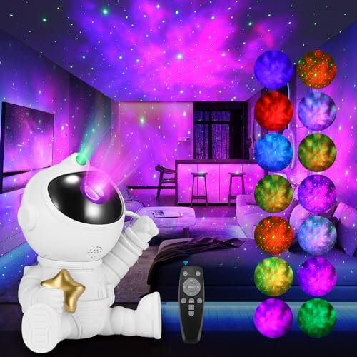 YUNYODA Astronaut Galaxy Projector Starry Night Light Projector, Astronaut Light Projector with Nebula, 360°Adjustable Star Projector with Remote Control, Kids Gift Adult Home Party Ceiling Decoration