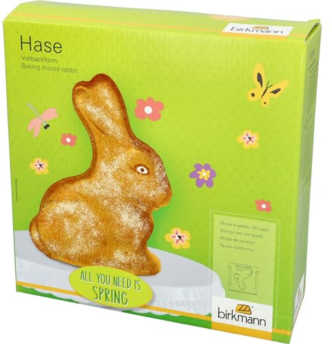 Birkmann Vollbackform Hase, für ca. 1000 ml Teig, Osterhase in 3D-Optik, hochwertiger Karbonstahl, Antihaftbeschichtung, mit Rezeptvorschlag, temperaturbeständig, 212015
