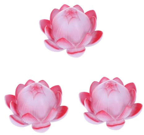Uonlytech 3St geführte Nachtlichter geführter Wasserlotus Kristall-LED-Lotuslampe farbwechsel lampe tischlampe Laterne Lotus-Buddha-Lampe LED-Lotuslicht Spielzeug Buddha-Tisch Kind rot