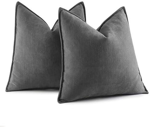 MIULEE 2er Kissenbezug 40x40 Dunkelgrau Chenille Kissenbezüge Kissenhülle Sofakissen dekokissen zierkissen Elegantes Design für Couch Sofa Wohnzimmer
