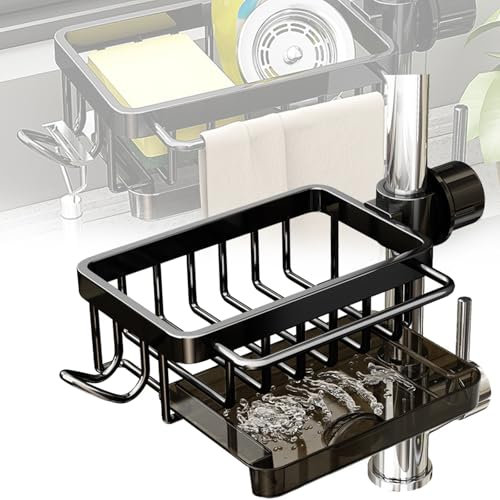 Ruikdly Organizer Lavello Cucina, Spazio Alluminio Organizer Sottolavello, Porta Lavello Bagno, Regolabile Kitchen Sink Organizer Piano Di Lavoro Con Vassoio Di Scarico