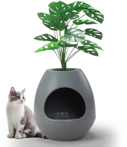 FURPAL multifunktionale katzenklo mit Deckel - Mit praktischen Plastiksohlen, für die meisten Katzen geeignet, die ideale Wahl für Apartments und Büros,grau