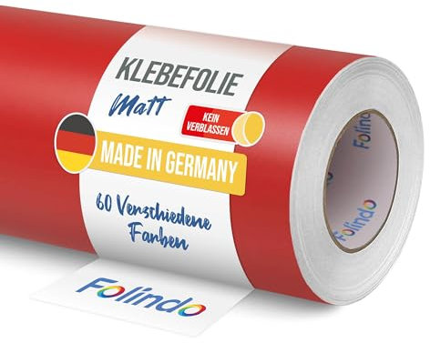 FOLINDO Möbelfolie selbstklebend 030 Dunkelrot Matt 5m x 63 cm - Klebefolie Möbel, Klebefolie Küche, Möbelfolie, Folie für Möbel, Möbelfolie selbstklebende Folie, Küchenfolie selbstklebend