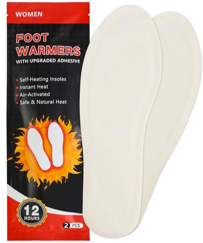 Insole Foot Warmers 10 Pairs,100% Natural Warmth,Self-Heating Insoles for 12 Hours of Warm feet (10, Women)