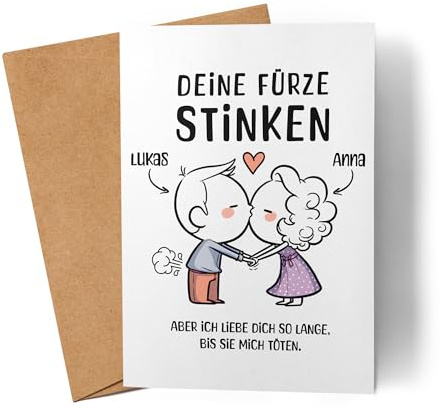 Kiddle-Design Karte Valentinstag | Personalisierte Valentinstagskarte für Ihn & Sie | Lustige Karte für Paare zum Jahrestag & Valentinstag oder Geburtstag