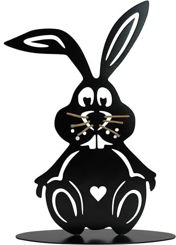 Rostikal Metall Deko schwarz Hase 22x15 cm – Osterdeko & Wetterfeste Frühlingsdeko für Wohnzimmer, Fensterbank & Tisch, Indoor & Outdoor Vintage Deko