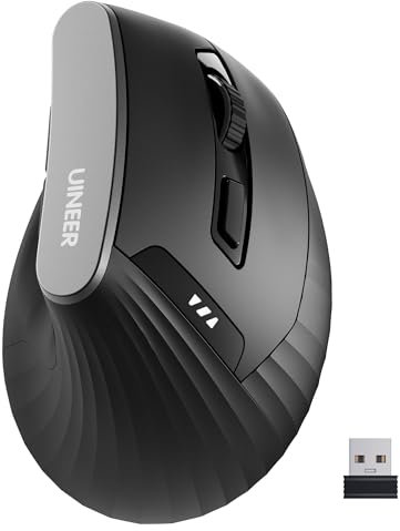 Souris Ergonomique sans Fil, Souris Verticale 2,4G avec Indicateur de Batterie, DPI à 4 Niveaux, Confort et la Réduction de la Fatigue du Poignet, Idéale pour l'Usage à la Maison, Bureau (Noir Mat)
