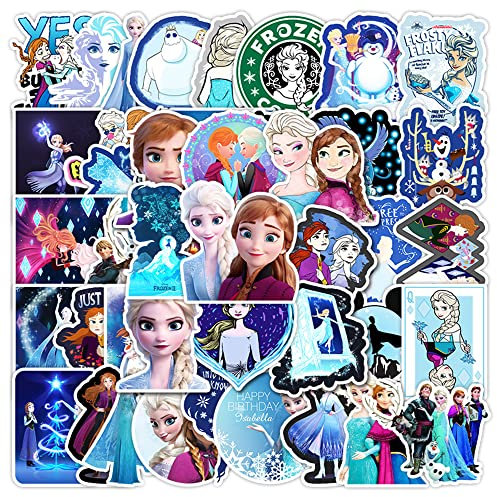 Adesivi Frozen, Set di 50 Adesivi, Adesivo alla Moda Personalizzati Decorativi per Auto, Computer Portatile, valigia, Bicicletta, Natalizi Compleanno Regalo per Bambini Adulti