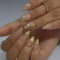 24pcs Short False Nails - Almond Press on Nails in 12 Sizes - Full Cover Acrylic Press on Nails with Gold Dust Design - Removable Fake nails Women Girls Nail Art Accessories