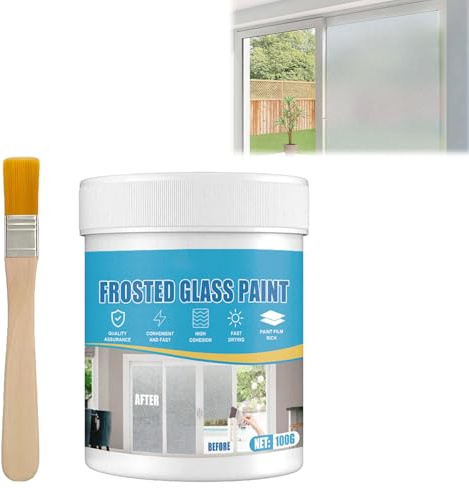 QEEROYO Milchglasfarbe 100g, Translucent Fenster Sichtschutz, Wasserbasierte Sichtschutz Fenster, Frosted Glass Paint, Translucent Glass Paints, für Bad, Küche, Büro, Badezimmer