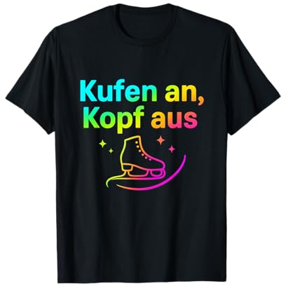 Eislauf Abendrunde Kufen an Kopf aus Schlittschuh Bogen Spaß T-Shirt