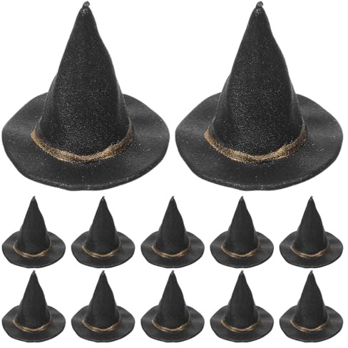 MOTHNUR 12 Kleiner Hexenhüte aus Kunststoff Halloween Puppenhaus Kleiner Hüte Kleine Hexenhut Deko für Party und Basteln