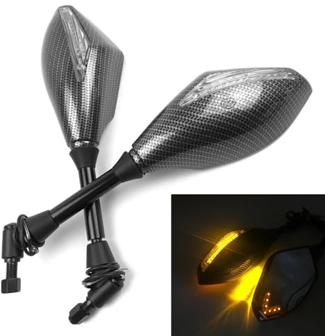 Motorrad Lenkerrückspiegel Universelle Motorrad-Blinker, 10 Mm Rückspiegel, Integrierte LED-Blinker, Passend Für Straßenräder, Cruiser-Roller