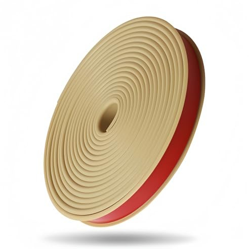 Coayuou Baguette Finition Autocollante Profilé en U Rouleau De 20M Baguette De Finition PVC pour Bois, Meubles Et Rénovations, Facile À Installer, Résistance Optimale(Beige,2cm)
